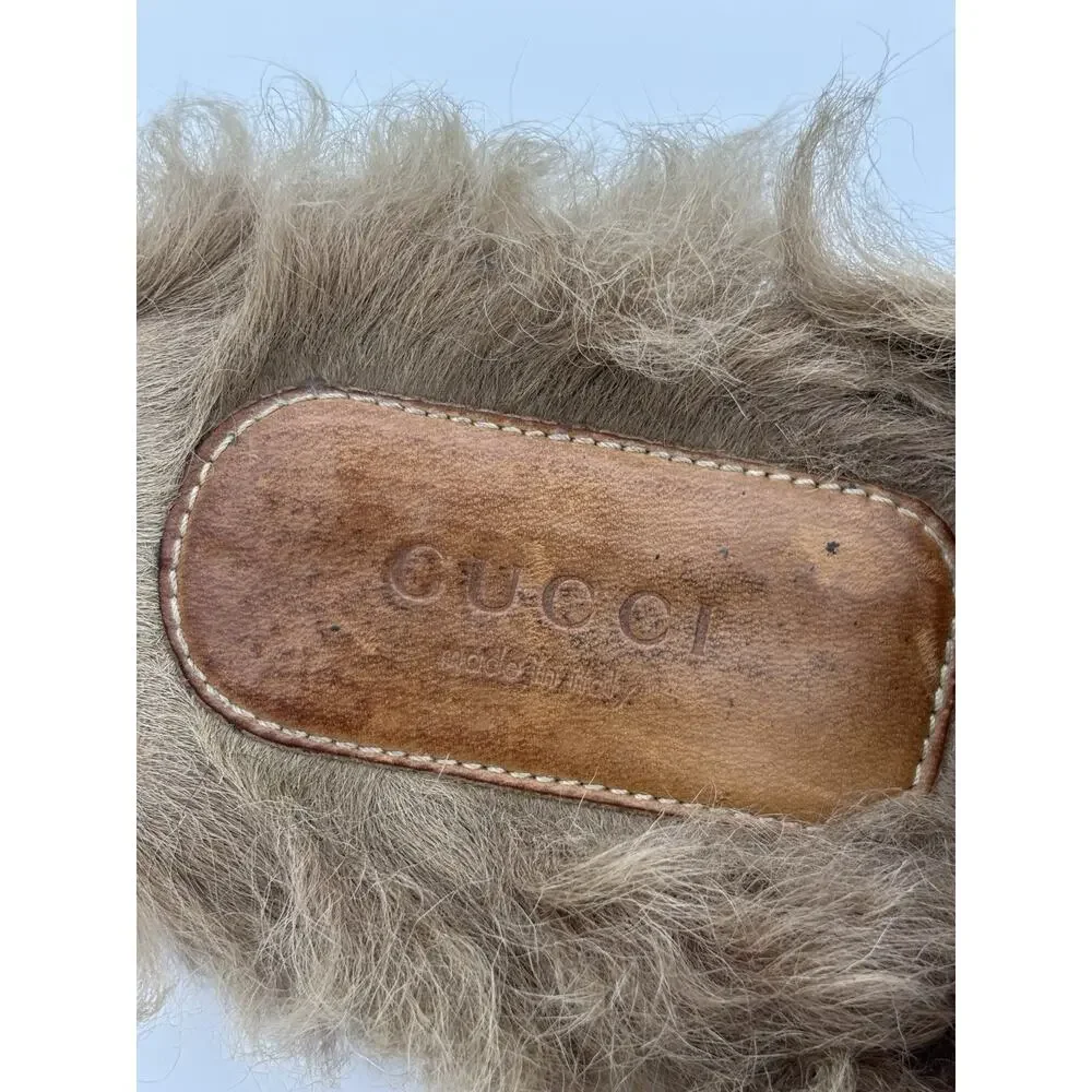 Gucci Princetown Loafer Black Leather Rose Embroidered Horsebit Size 38 / 8 Fur - Picture 14 of 16